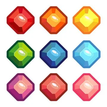 A set of colored gems Stock Illustration