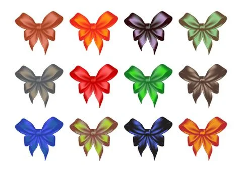 Set colored gift bows Stock Illustration
