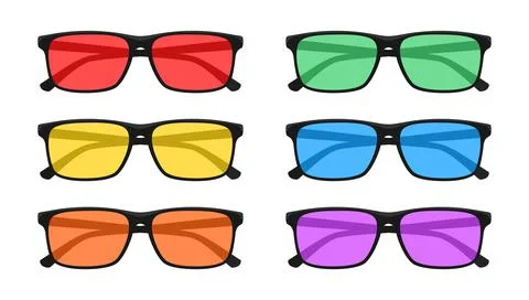 A set of colored glasses isolated on a white background Stock Illustration