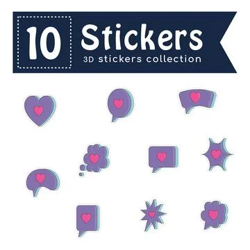 Set of colored groovy 3d sticker icons Vector Ilustración de archivo