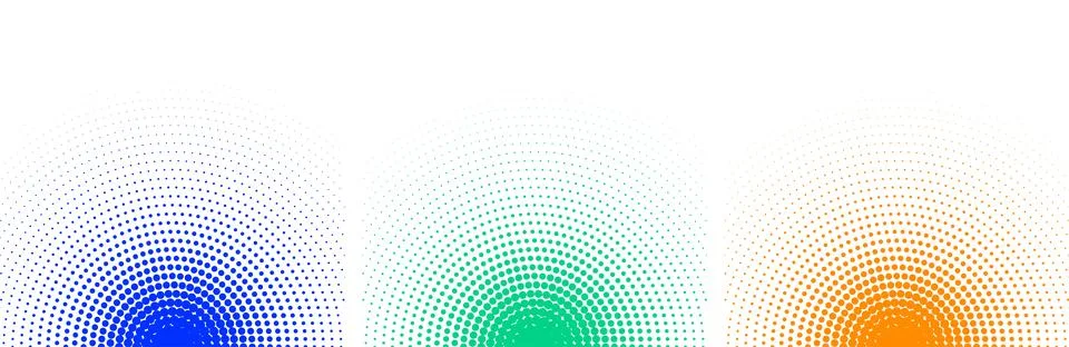 Set of colored halftone backgrounds isolated Stock Illustration