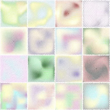 Set of colored halftone textures Stock Illustration