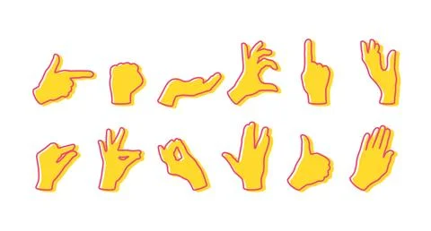 Set of colored hand gestures silhouettes. Hands outline. Vector illustration Stock Illustration