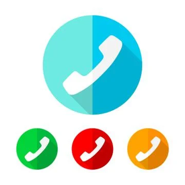 Set of colored handset icons. Vector illustration. Illustrazione stock