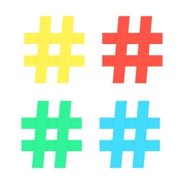 Set of colored hashtag sticker Stock Illustration