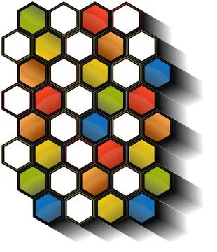 Set of colored hexagon cells Stock Illustration