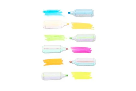 A set of colored highlighters on white background. Stock Illustration
