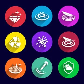 Set colored icons flat properties of cosmetics Stock Illustration