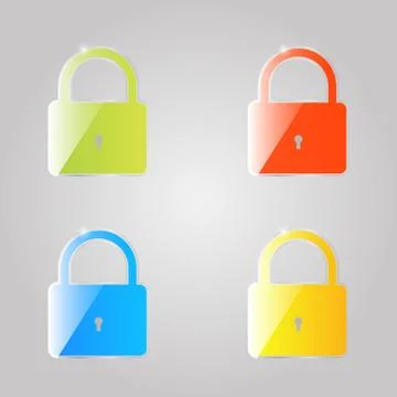 Set of colored icons of padlocks  . Stock Illustration