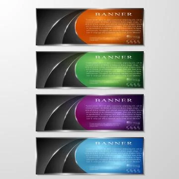 Set of colored info graphic banners with different symbol Illustrazione stock