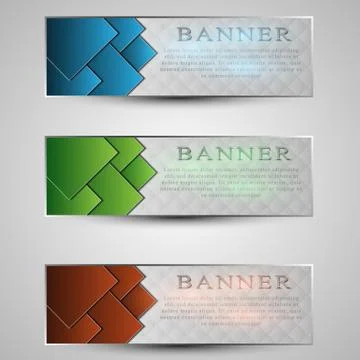 Set of colored info graphic banners with different symbol Stock Illustration
