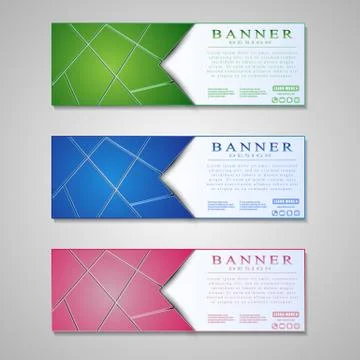 Set of colored info graphic banners with different symbol Stock Illustration