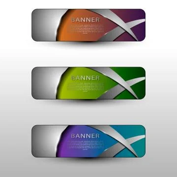 Set of colored info graphic banners Stock Illustration