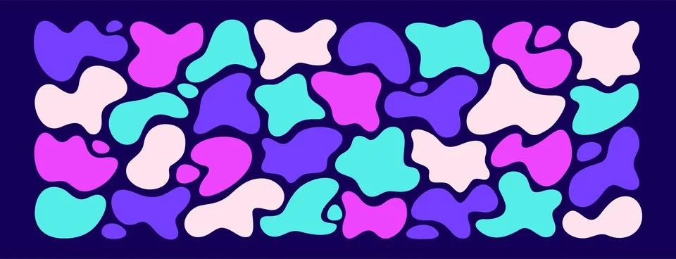 Set of colored irregular liquid blobs or freeform organic abstract shapes Illustrazione stock