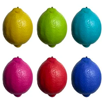 Set of colored lemons on a white isolated background Stock Photos