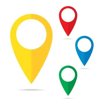 Set of colored map markers. Vector illustration. Stock Illustration