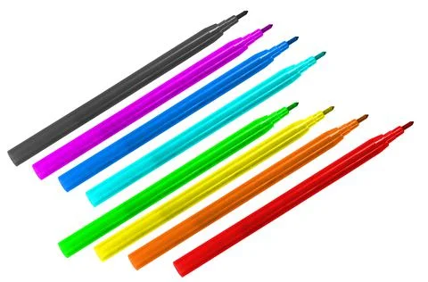 Set of colored markers for drawing 8 colors isolate 스톡 사진