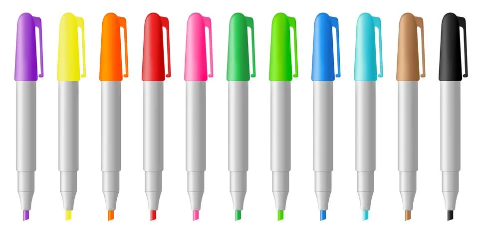 Set of colored markers Stock Illustration
