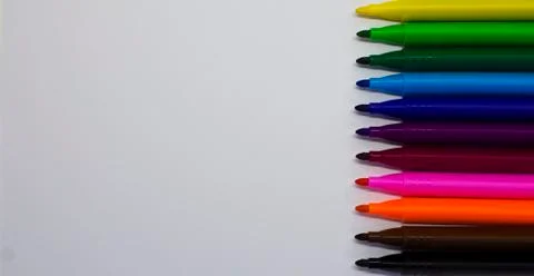 Set of colored markers for school Stock Photos