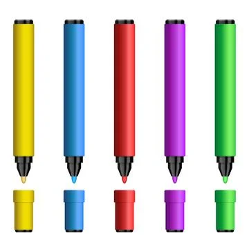 Set of colored markers vector illustration Stock Illustration