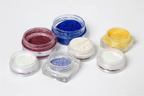 Set of colored materials for nail design Foto stock
