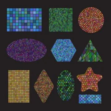 Set colored Mosaic ceramic forms Stock Illustration