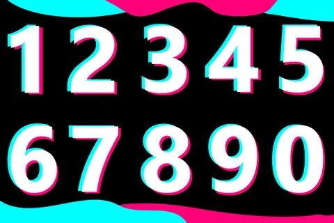 A set of colored numbers from zero to nine 스톡 일러스트