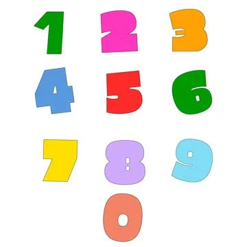 Set of colored numbers from zero to nine Stock Illustration