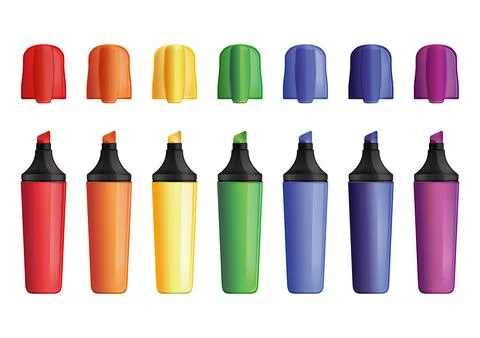 Set of colored outdoor markers with cap. Felt pen Stock-Illustration