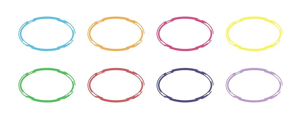 Set of colored oval frames, flat design. Stock Illustration
