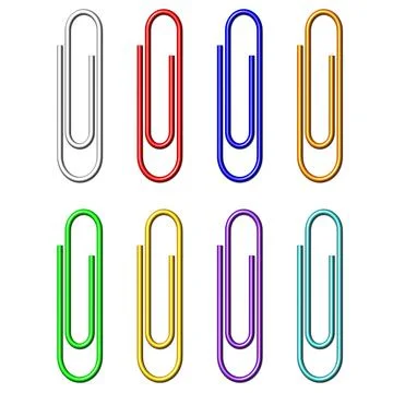 Set of Colored Paper Clips - 3D Illustration 스톡 일러스트