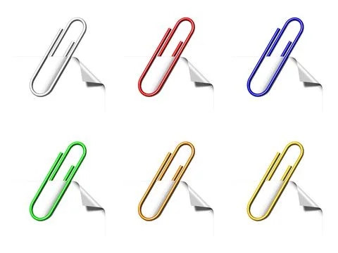 Set of Colored Paper Clips - 3D Illustration イラスト素材