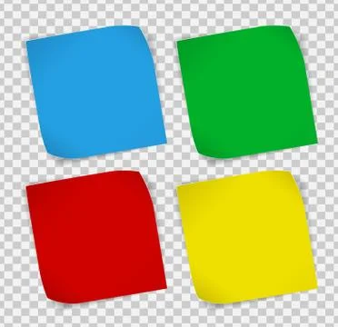 Set of colored paper stickers over transparent background Ilustração Stock