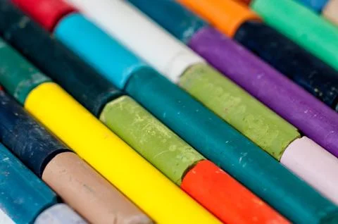 Set of the colored pastel chalks Stock Photos