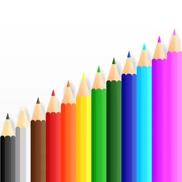 Set of colored pencil collection. Crayons vector on transparent background. I Stock Illustration