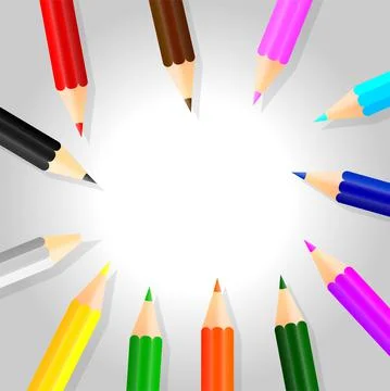 Set of colored pencil collection. Crayons vector on transparent background. I Stock Illustration