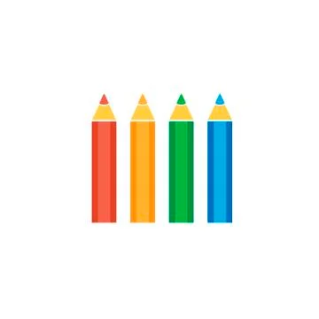 Set of colored pencil flat vector icon Stock Illustration