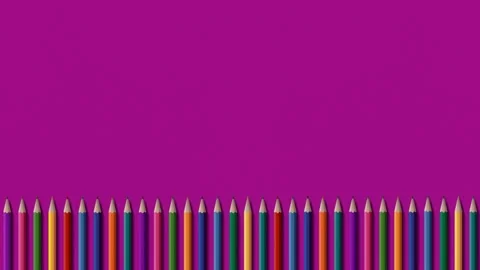 A set of colored pencils appearing in turn on a background of pink paper Stock Footage 204792046