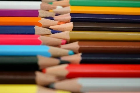Set of colored pencils background Stock Photos