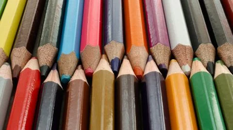 Set of colored pencils background Stock Photos