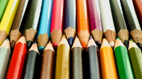 Set of colored pencils background Stock Photos