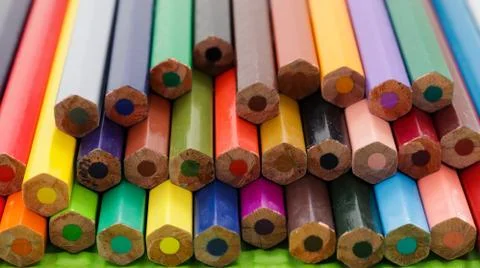 Set of colored pencils background Stock Photos