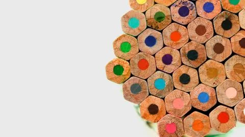 Set of colored pencils background Stock Photos