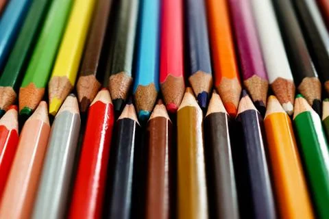 Set of colored pencils background Stock Photos