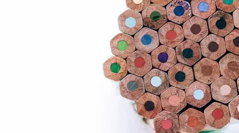 Set of colored pencils background Stock Photos