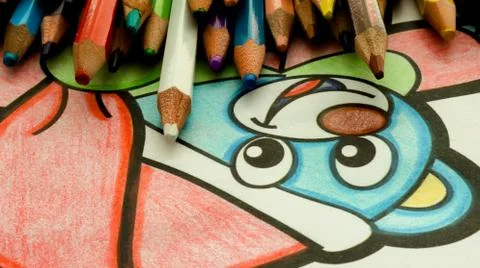 Set of colored pencils background Stock Photos
