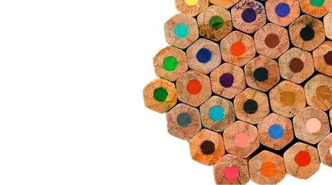 Set of colored pencils background Stock Photos