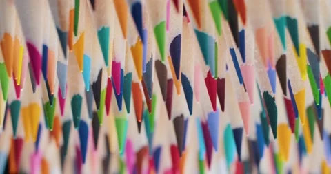 Set of colored pencils. Circular rotation of colored pencils. Stock Footage 238645891