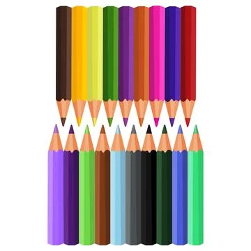 Set of colored pencils of different colors, back to school. Stock Illustration