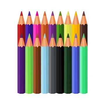 Set of colored pencils of different colors Stock Illustration